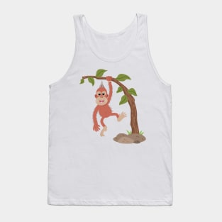 Cute happy baby orangutan cartoon illustration Tank Top